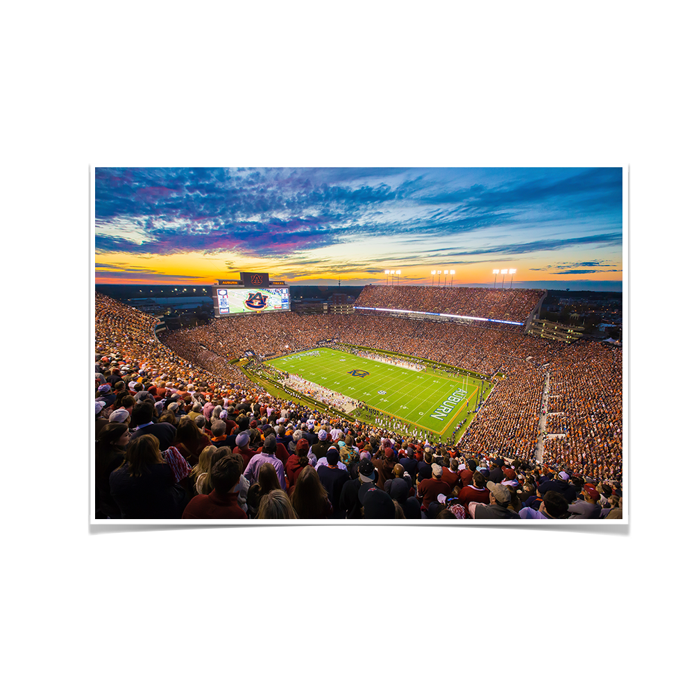 Auburn Tigers - Sunset over Jordan-Hare Stadium - College Wall Art#Canvas