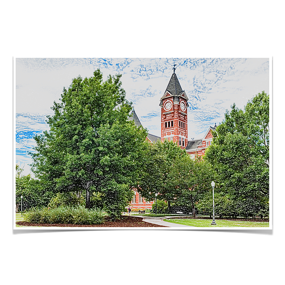 Auburn Tigers - Samford Hall Sketch - College Wall Art#Canvas