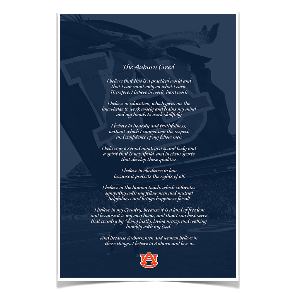 Auburn Tigers - The Auburn Creed over Jordan Hare Stadium v.2 - College Wall Art #Canvas
