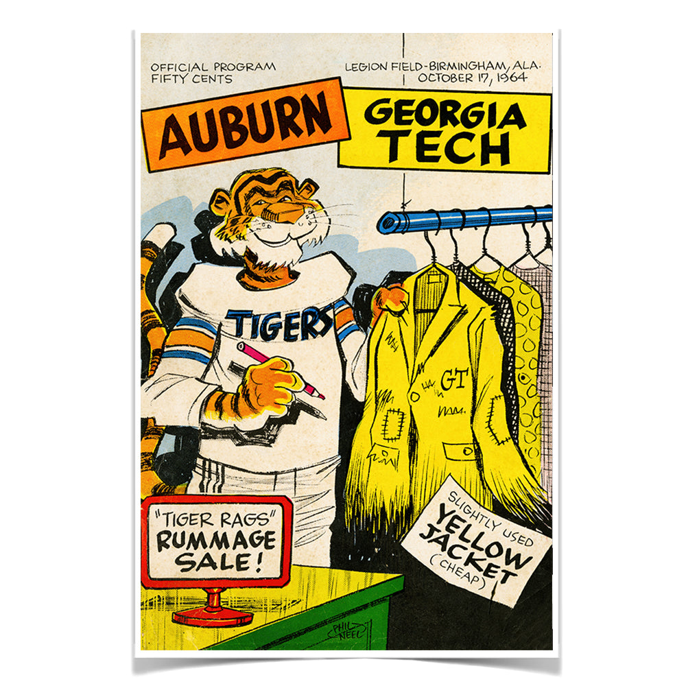 Auburn Tigers - Vintage Tiger Rags Rummage Sale - College Wall Art #Canvas