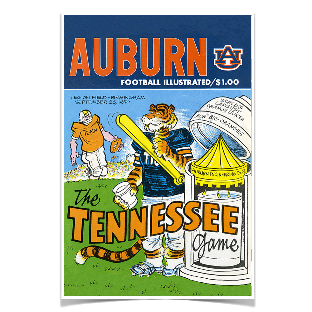 AUBURN TIGERS - Vintage Auburn Football Illustrated vs Tennessee Official Program Cover - College Wall Art #Canvas