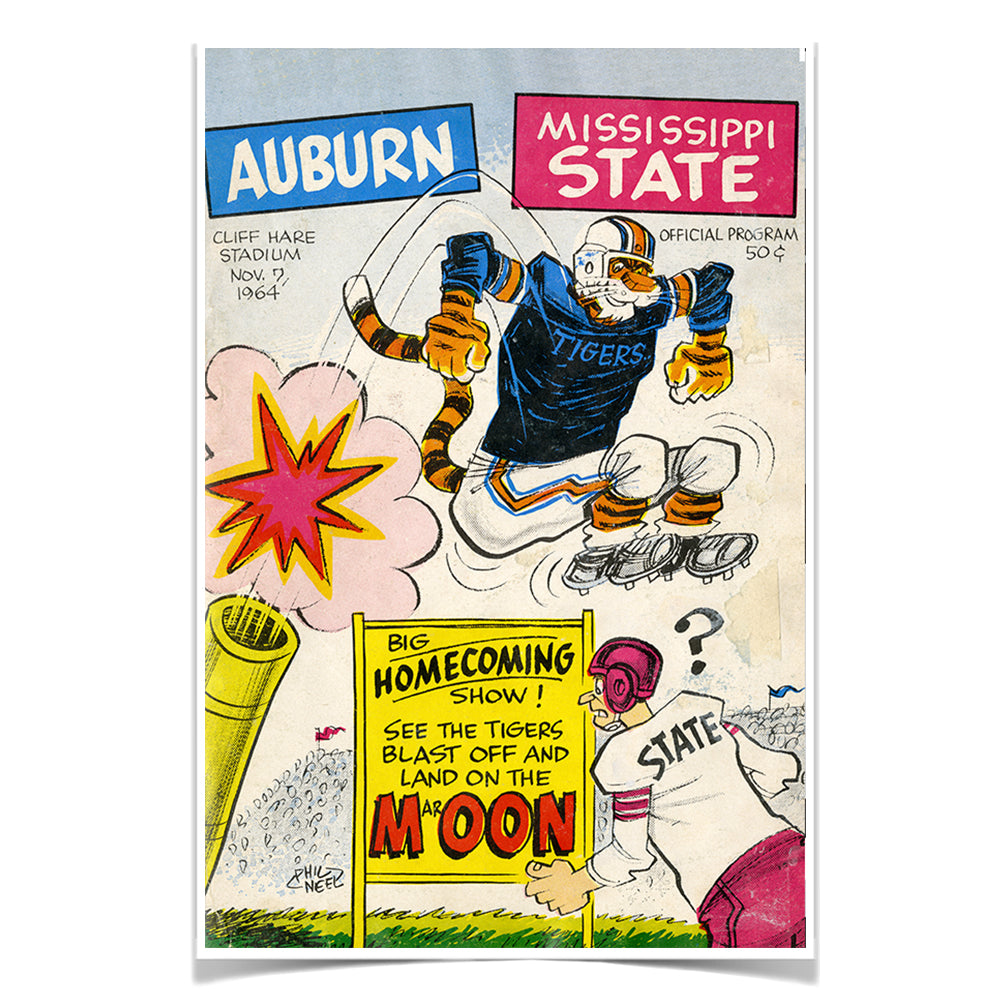 AUBURN TIGERS - Vintage Auburn vs. Mississippi Official Program Cover 11.7.64 - College Wall Art #Canvas