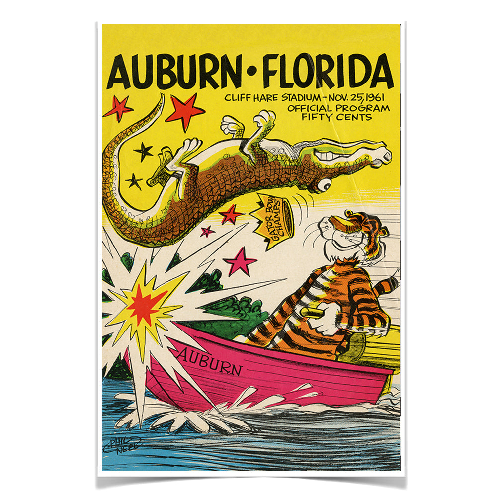 Auburn Tigers - Auburn vs Florida Official Program Cover 11.25.61 -  College Wall Art #Canvas
