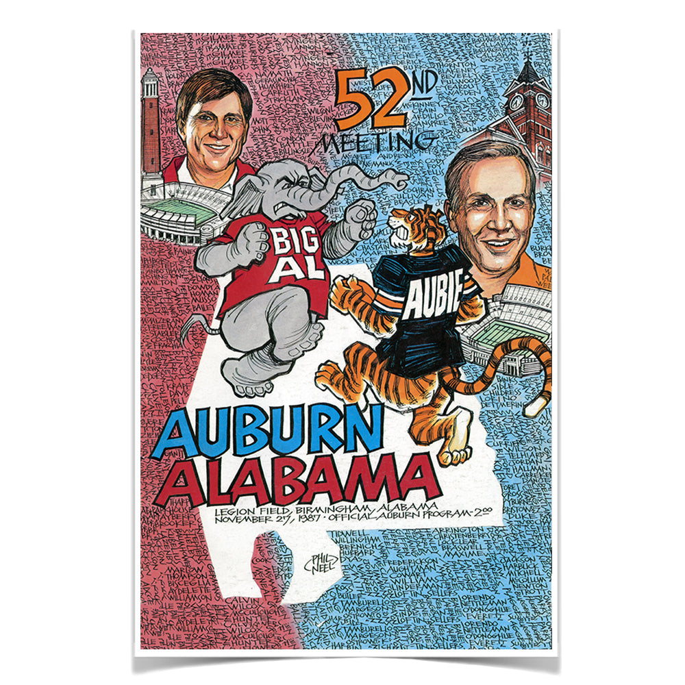 Auburn Tigers - Auburn vs Alabama 52nd Meeting Official Program Cover 11.27.87 - College Wall Art #Canvas