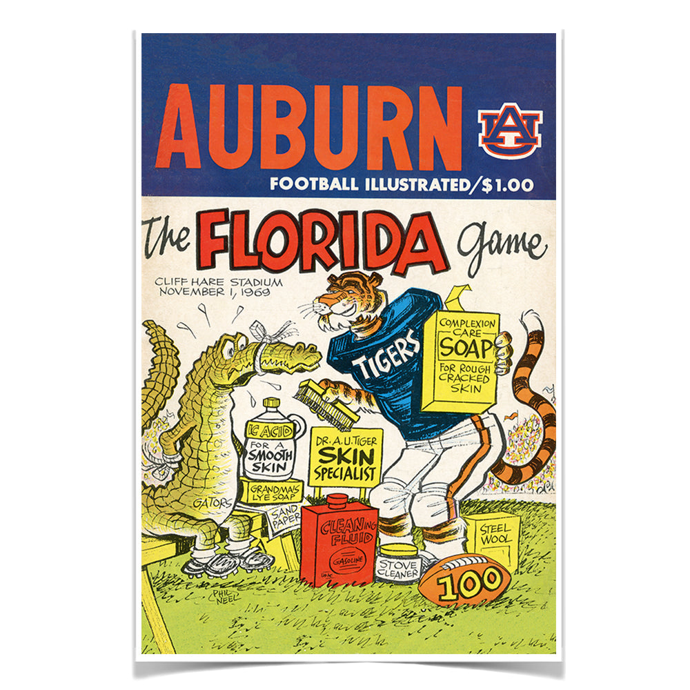 Auburn Tigers - Auburn Football Illustrated the Florida Game 11.1.69 - College Wall Art #Canvas