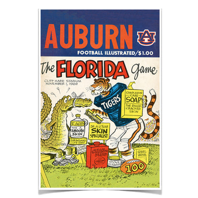 Auburn Tigers - Auburn Football Illustrated the Florida Game 11.1.69 - College Wall Art #Poster