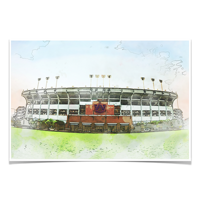 Auburn Tigers - Jordan-Hare Stadium Watercolor - College Wall Art #Poster