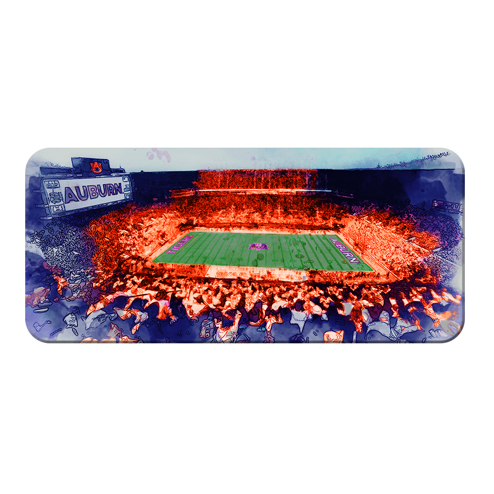 Auburn Tigers - Jordan-Hare Retro Watercolor - College Wall Art #Canvas