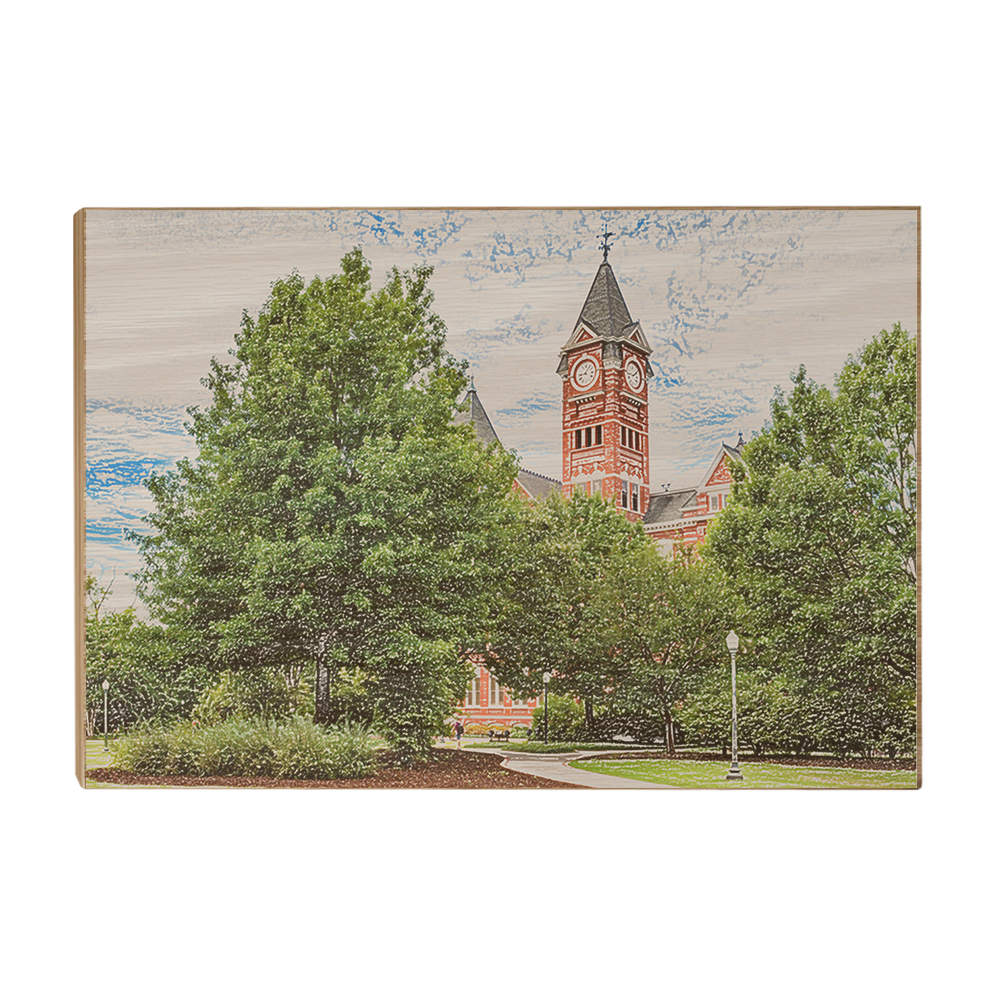 Auburn Tigers - Samford Hall Sketch - College Wall Art#Canvas