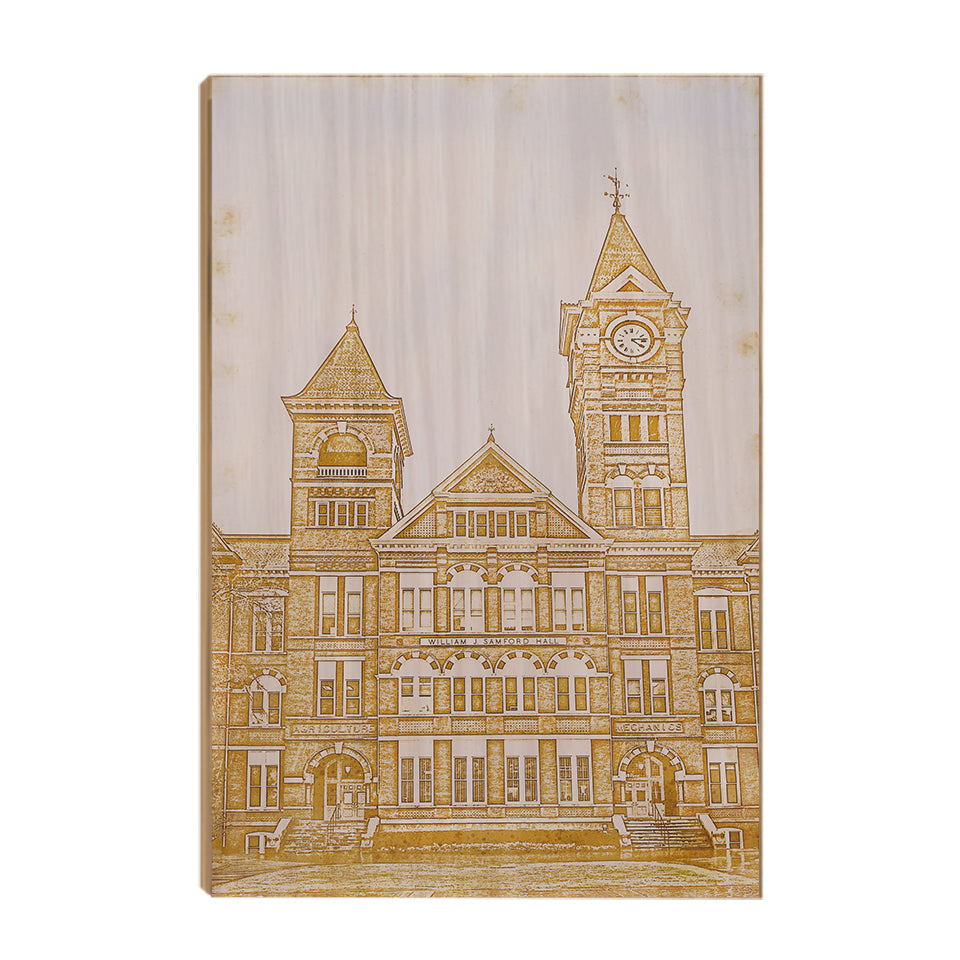 Auburn Tigers - Samford Hall Vintage Sketch - College Wall Art #Canvas