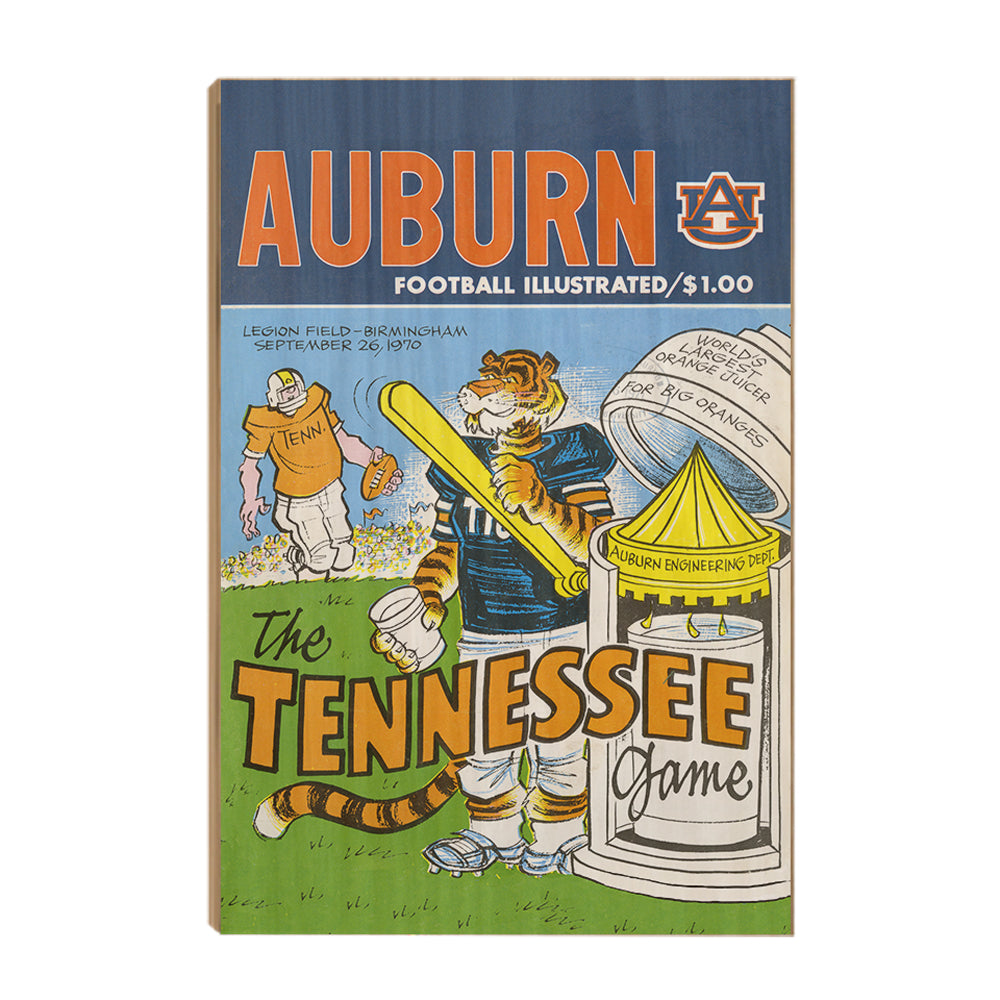 AUBURN TIGERS - Vintage Auburn Football Illustrated vs Tennessee Official Program Cover - College Wall Art #Canvas