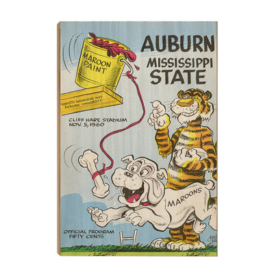 Auburn Tigers - Auburn vs Mississippi State Official Program Cover 11.5.60 - College Wall Art #Wood
