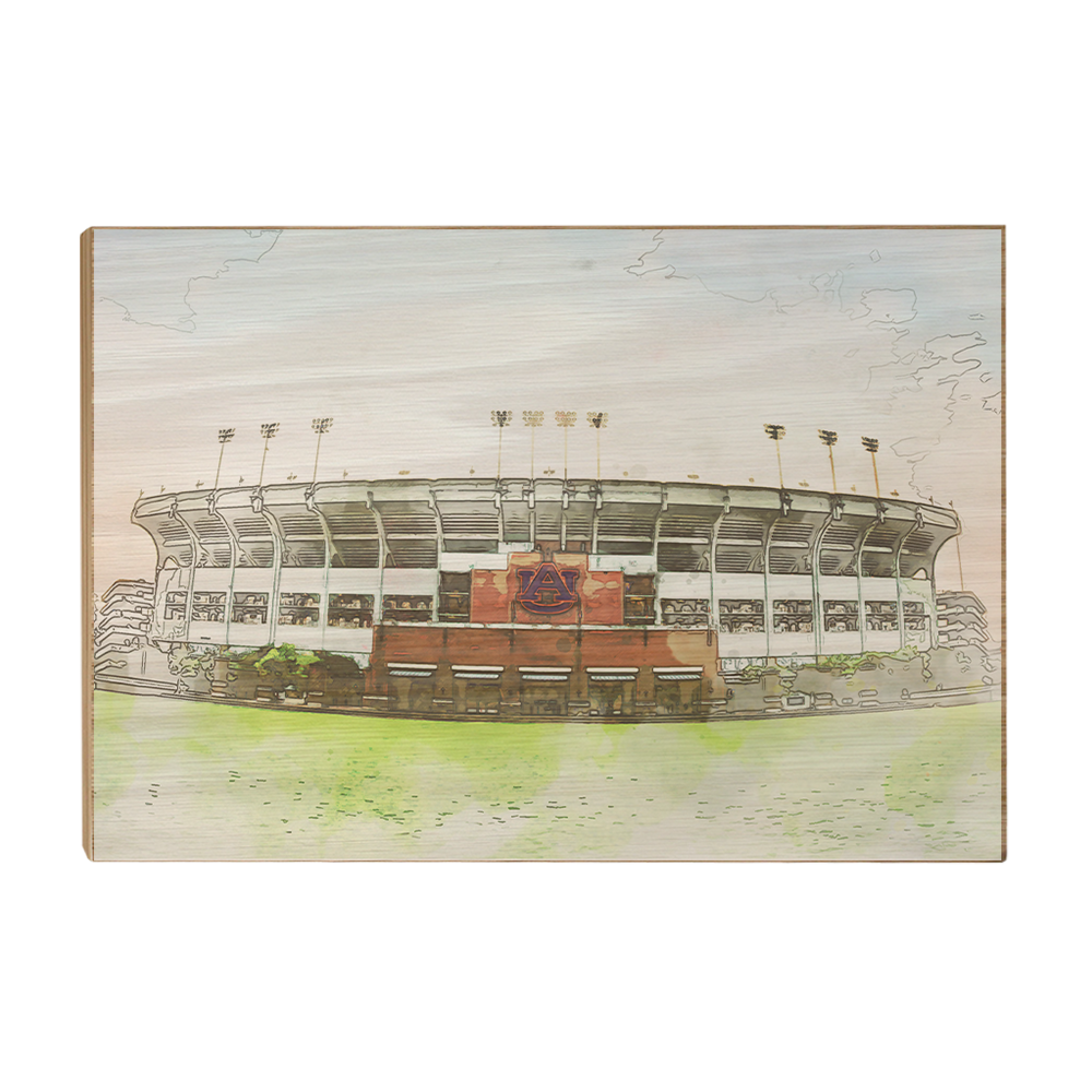 Auburn Tigers - Jordan-Hare Stadium Watercolor - College Wall Art #Canvas