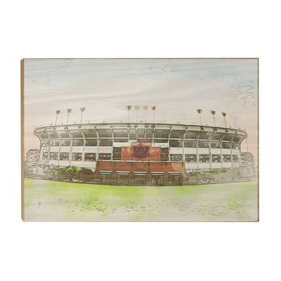 Auburn Tigers - Jordan-Hare Stadium Watercolor - College Wall Art #Wood