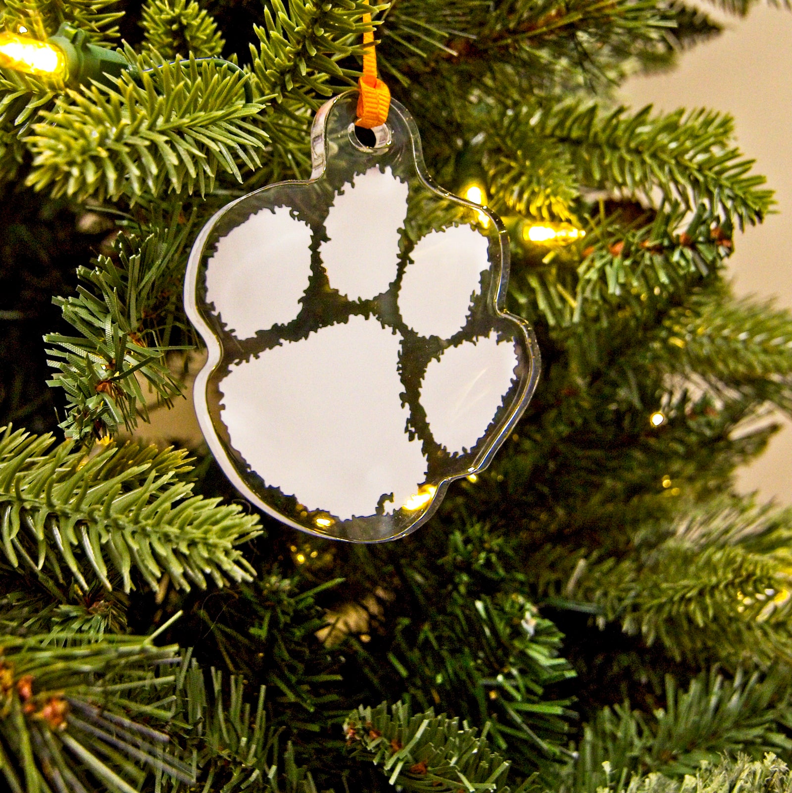Clemson Tigers - Paw Mark White Ornament & Bag Tag
