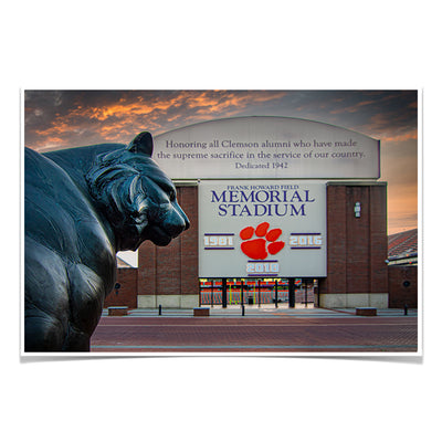 Clemson Tigers - Memorial Stadium Sunset - College Wall Art #Poster