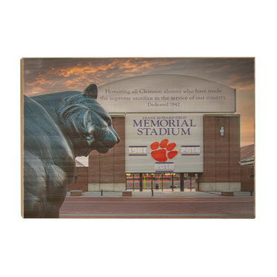 Clemson Tigers - Memorial Stadium Sunset - College Wall Art #Wood
