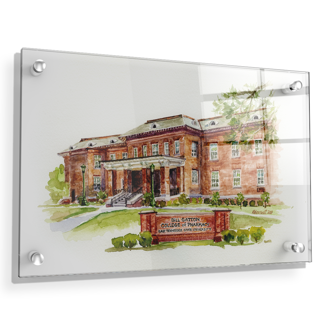 ETSU - Bill Gatton College of Pharmacy Watercolor - College Wall Art #Canvas