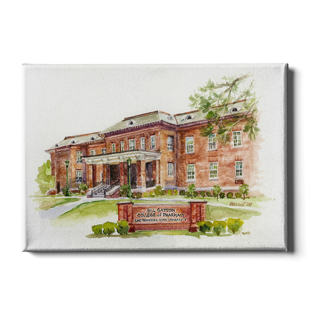 ETSU - Bill Gatton College of Pharmacy Watercolor - College Wall Art #Canvas