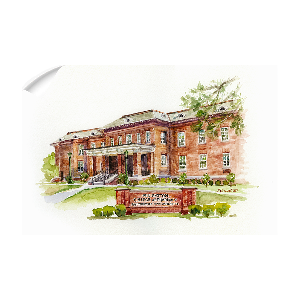 ETSU - Bill Gatton College of Pharmacy Watercolor - College Wall Art #Canvas