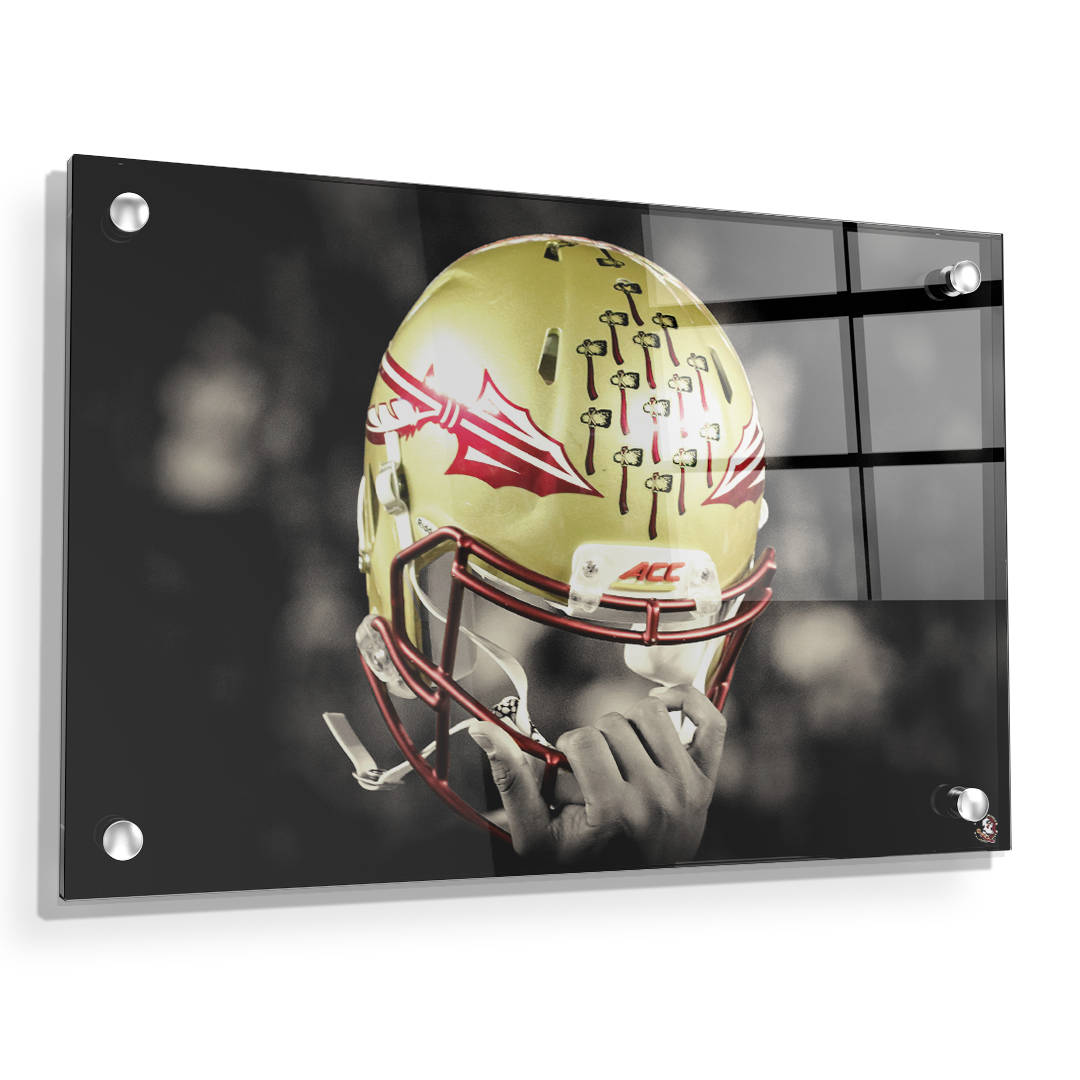 Florida State Seminoles - Seminole Helmet Held High - College Wall Art #Canvas