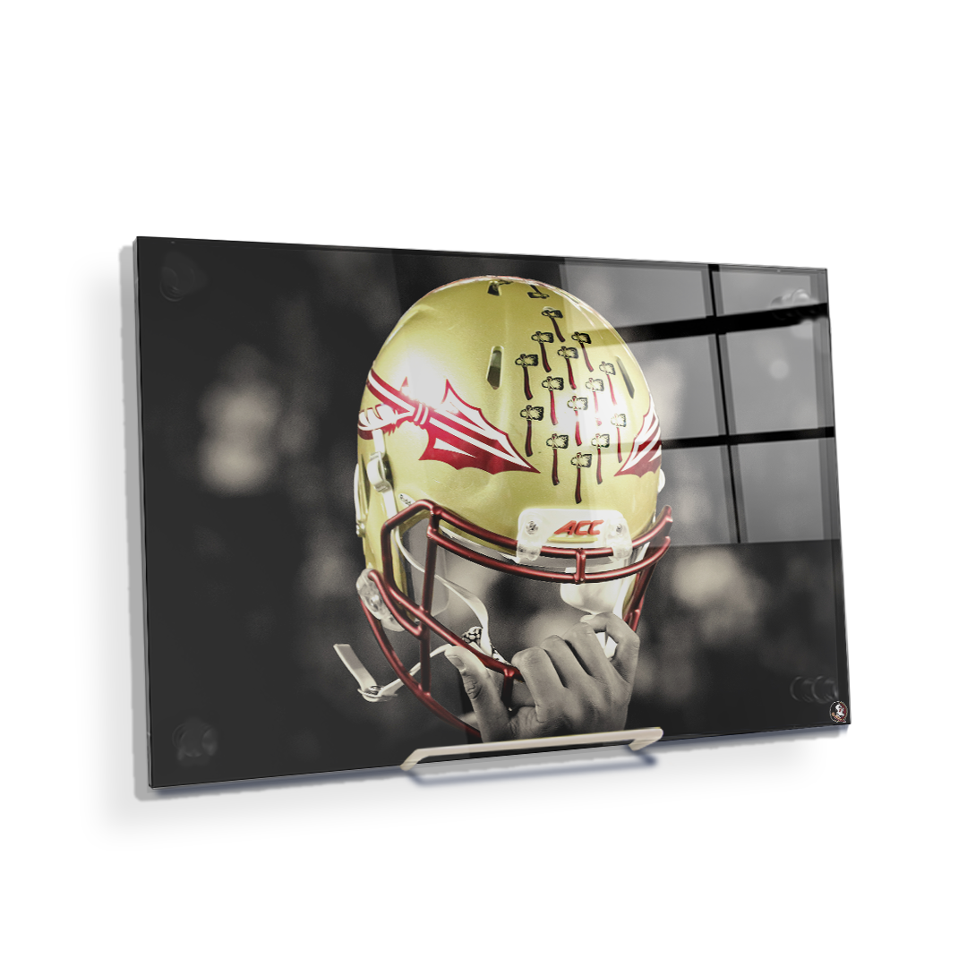 Florida State Seminoles - Seminole Helmet Held High - College Wall Art #Canvas