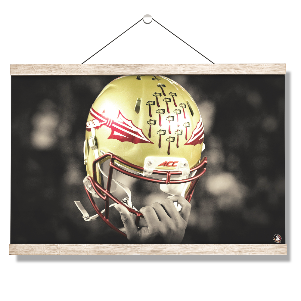 Florida State Seminoles - Seminole Helmet Held High - College Wall Art #Canvas