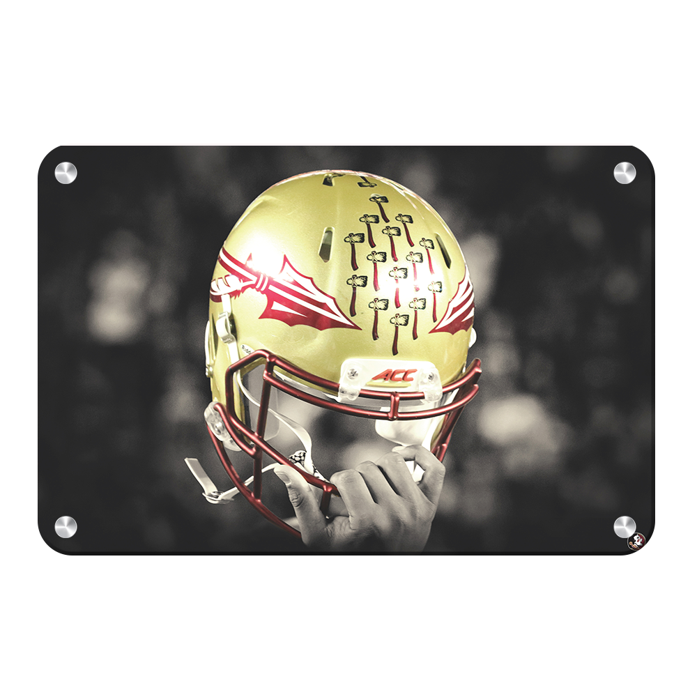 Florida State Seminoles - Seminole Helmet Held High - College Wall Art #Canvas