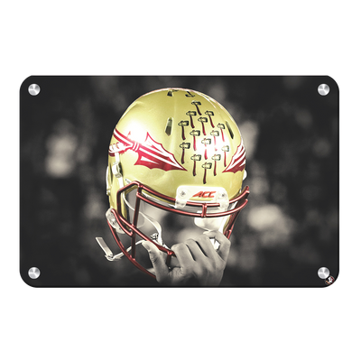 Florida State Seminoles - Seminole Helmet Held High - College Wall Art #Metal