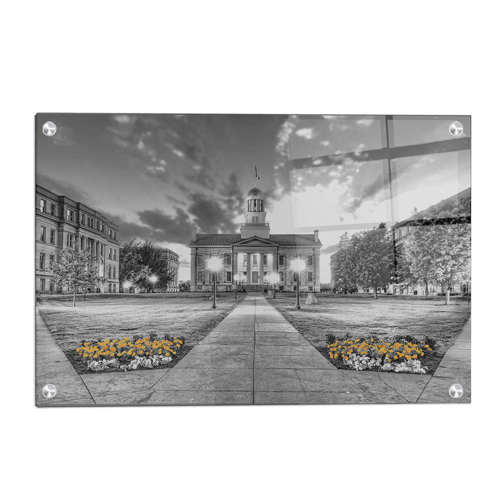 Iowa Hawkeyes - Pentacrest Black and Gold - College Wall Art #Canvas