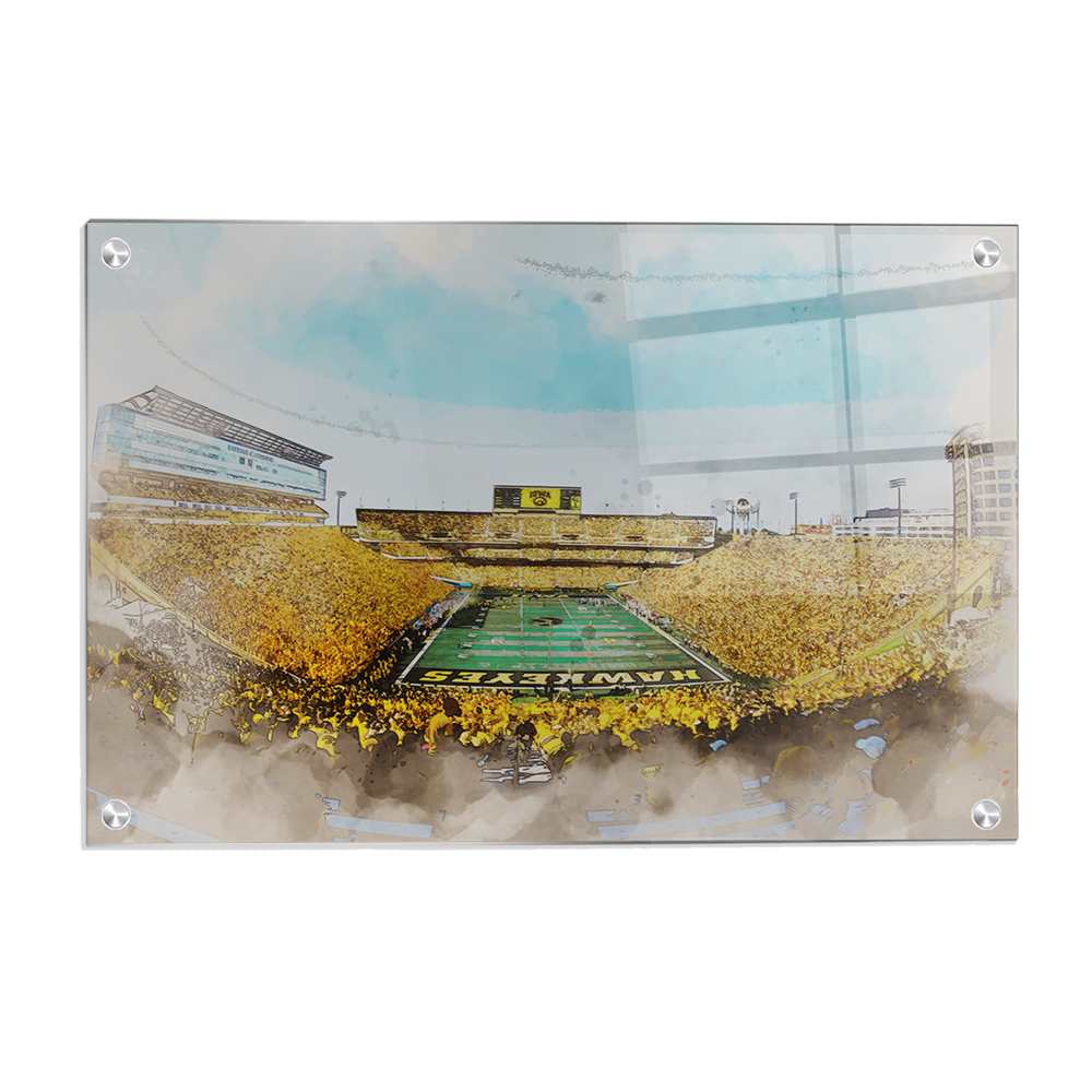 Iowa Hawkeyes - Gold Game Watercolor - College Wall Art #Canvas