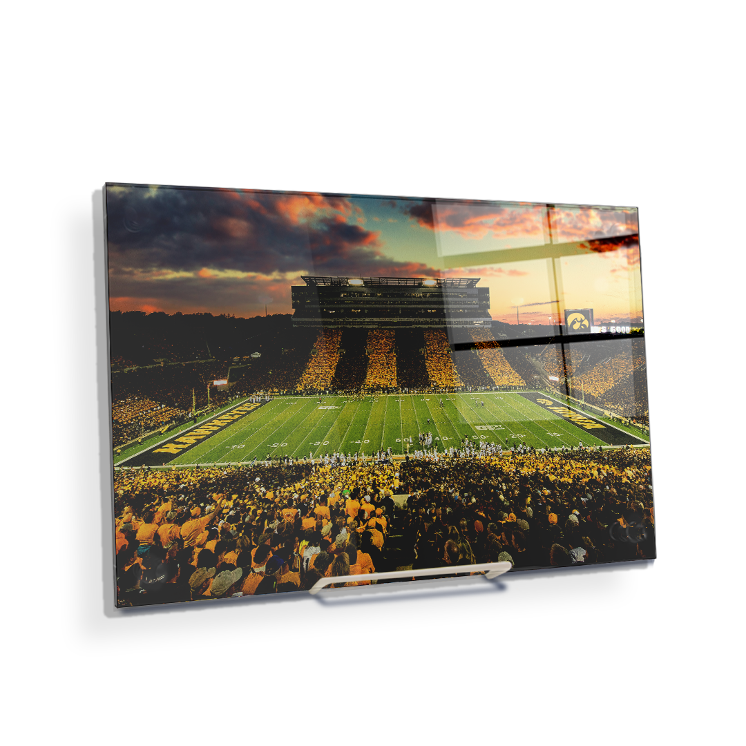 Iowa Hawkeyes - Kinnick Stadium Stripe Out Sunset - College Wall Art #Canvas