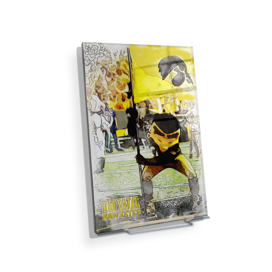 Iowa Hawkeyes - Iowa Hawkeyes Herky on the 50 Watercolor - College Wall Art #Canvas