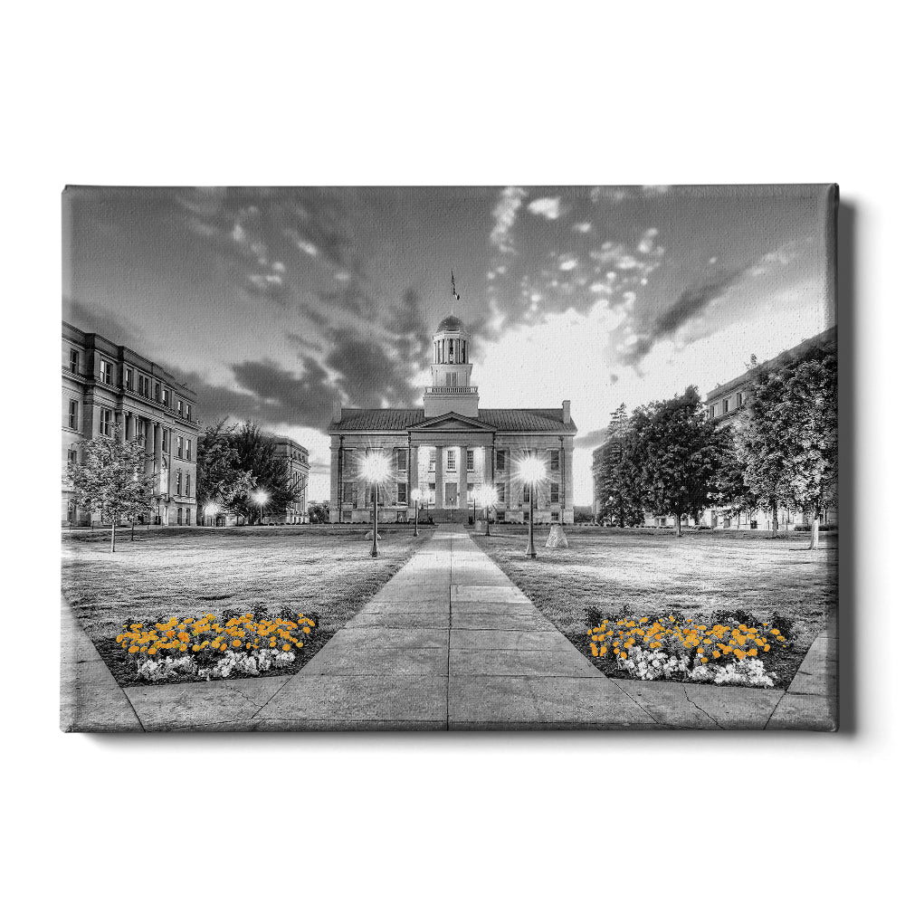 Iowa Hawkeyes - Pentacrest Black and Gold - College Wall Art #Canvas
