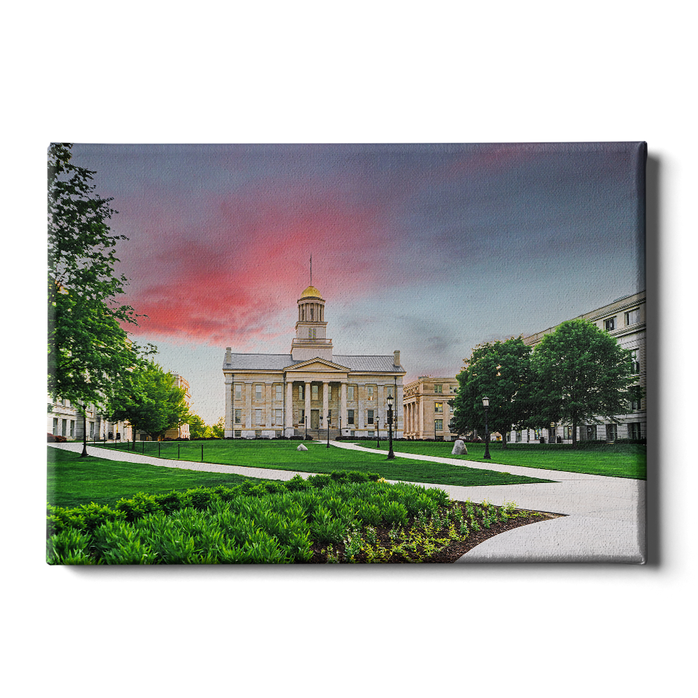 Iowa Hawkeyes - Campus Sunset Painting - College Wall Art #Canvas
