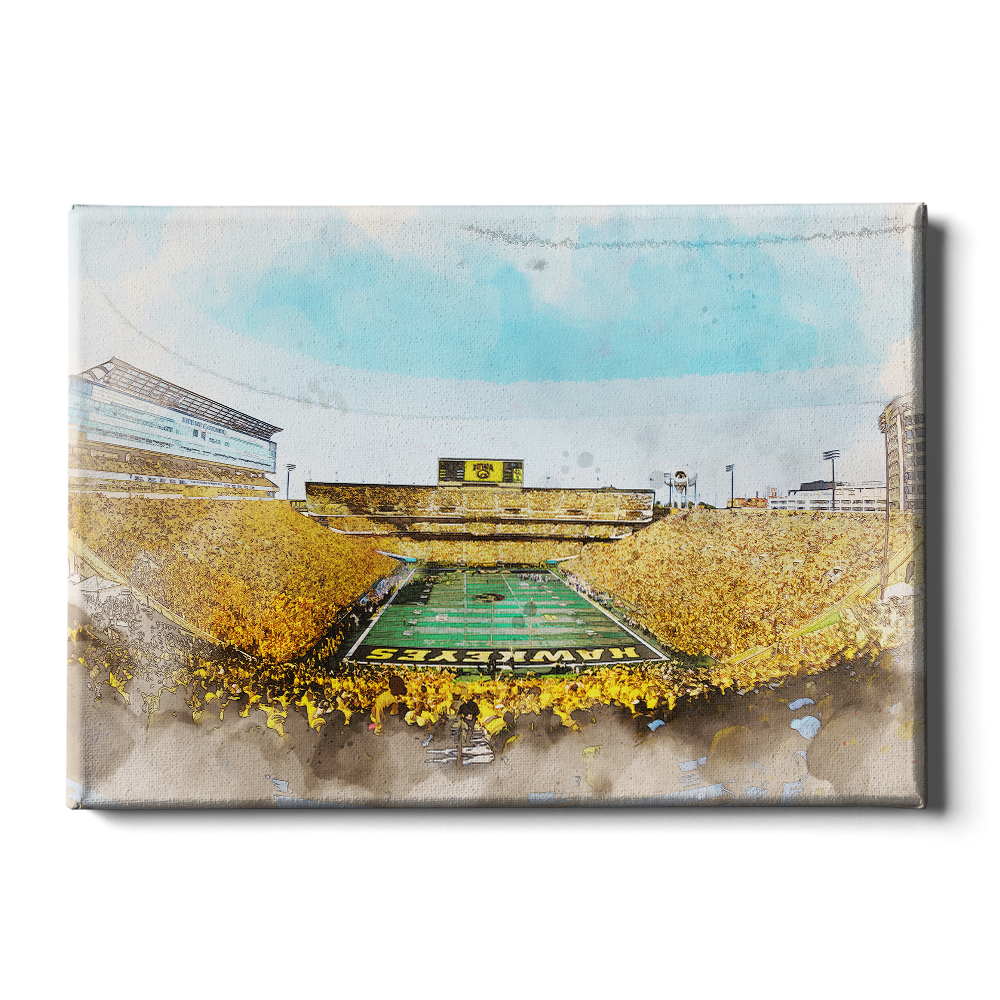 Iowa Hawkeyes - Gold Game Watercolor - College Wall Art #Canvas