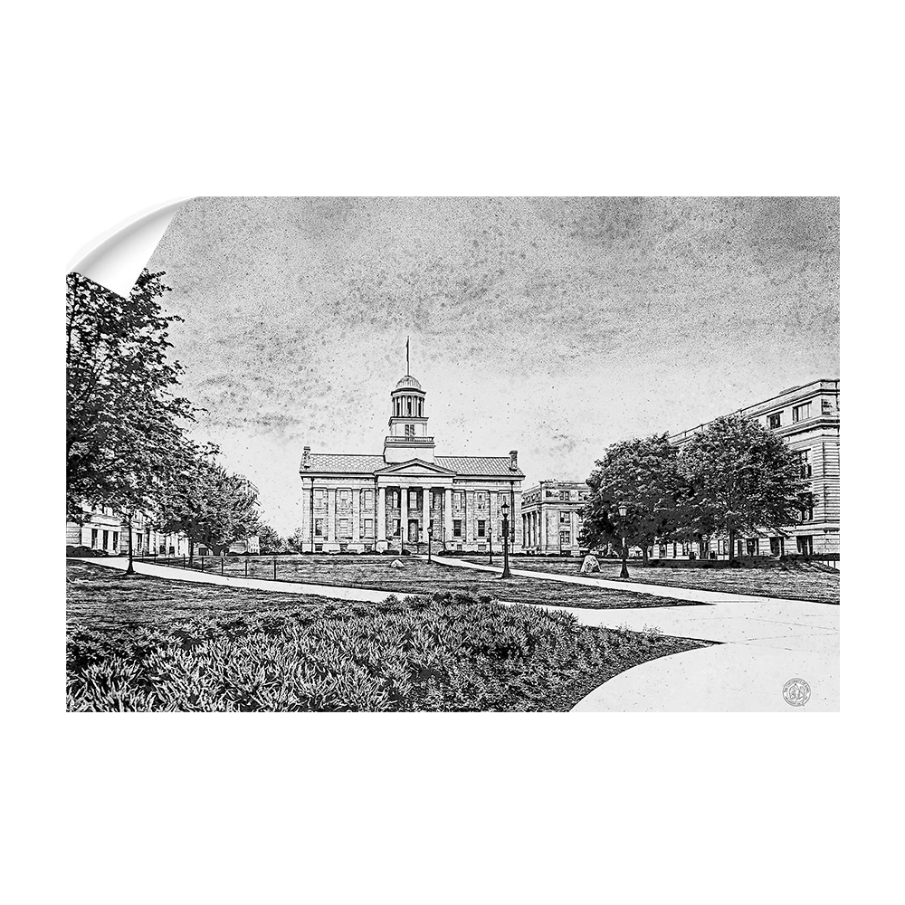 Iowa Hawkeyes - Campus Sketch - College Wall Art #Canvas
