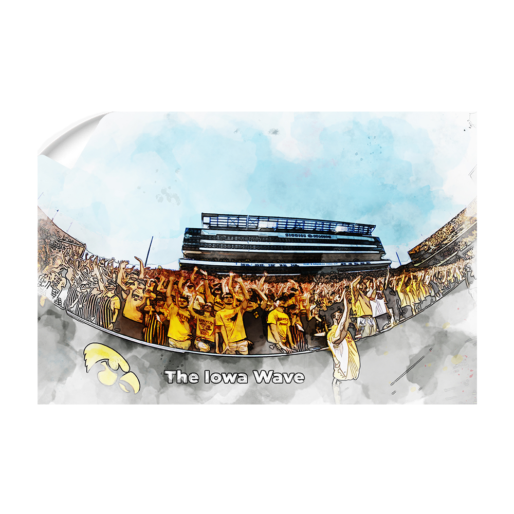 Iowa Hawkeyes - Iowa Wave Watercolor - College wall art #Canvas