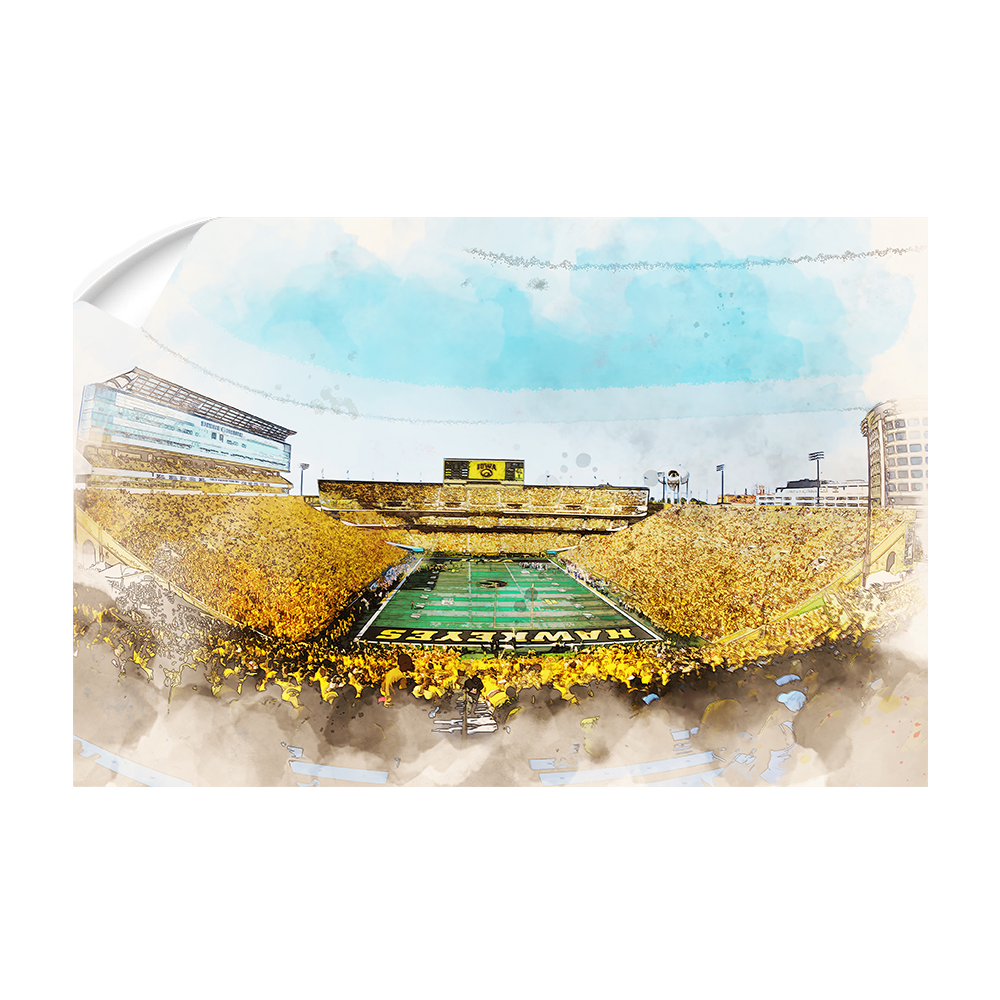 Iowa Hawkeyes - Gold Game Watercolor - College Wall Art #Canvas