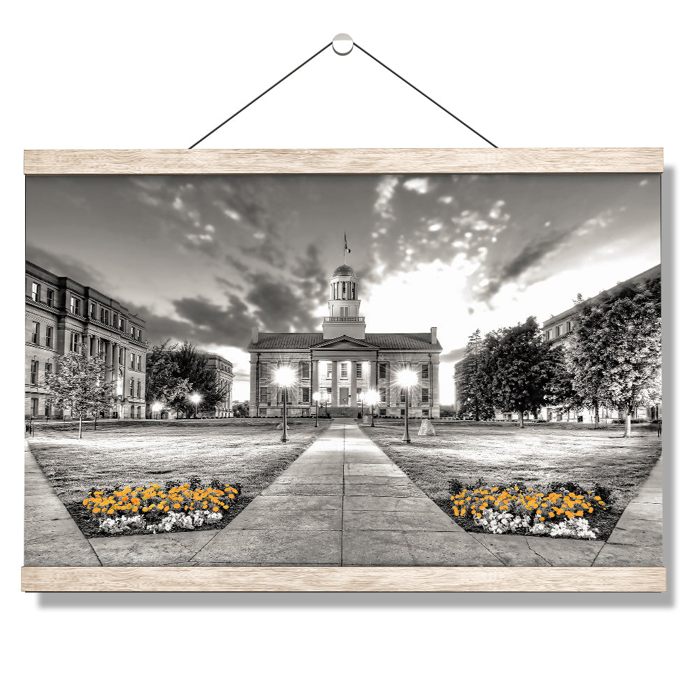 Iowa Hawkeyes - Pentacrest Black and Gold - College Wall Art #Canvas