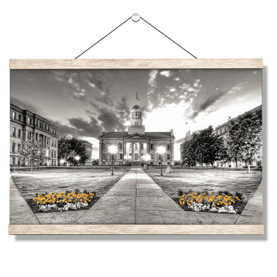 Iowa Hawkeyes - Pentacrest Black and Gold - College Wall Art #Hanging Canvas