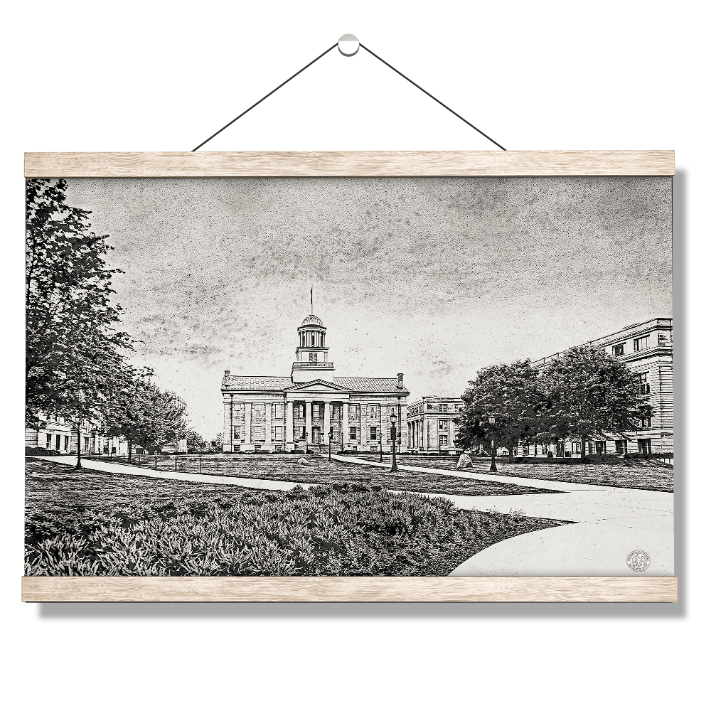 Iowa Hawkeyes - Campus Sketch - College Wall Art #Canvas