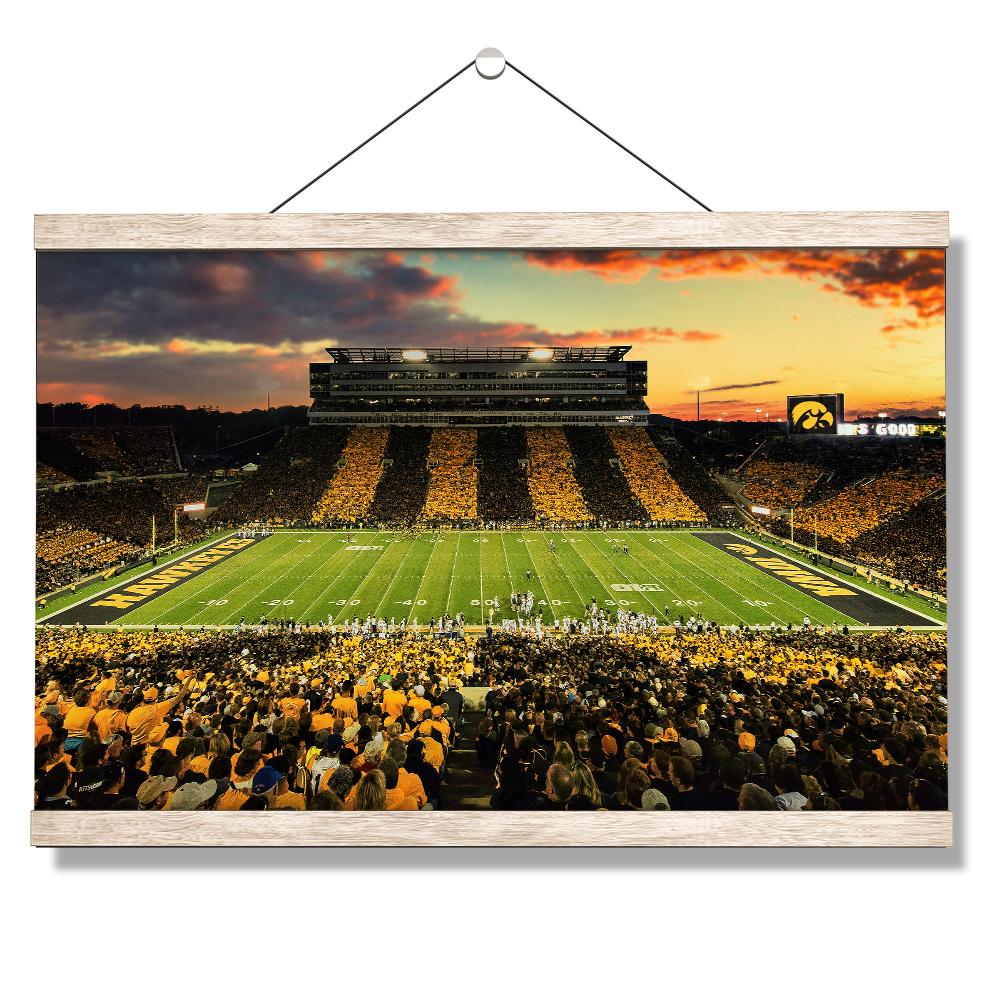 Iowa Hawkeyes - Kinnick Stadium Stripe Out Sunset - College Wall Art #Canvas