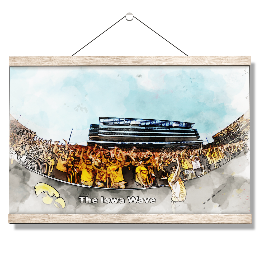 Iowa Hawkeyes - Iowa Wave Watercolor - College wall art #Canvas