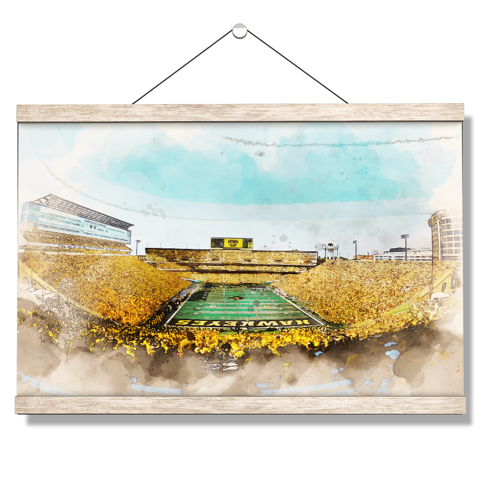 Iowa Hawkeyes - Gold Game Watercolor - College Wall Art #Canvas