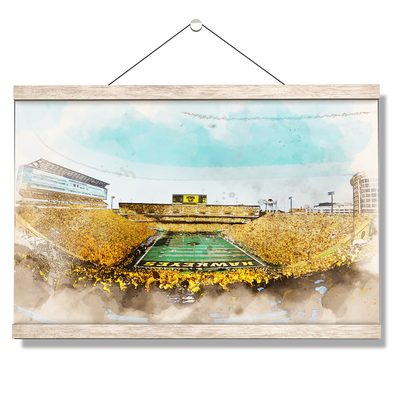 Iowa Hawkeyes - Gold Game Watercolor - College Wall Art #Hanging Canvas