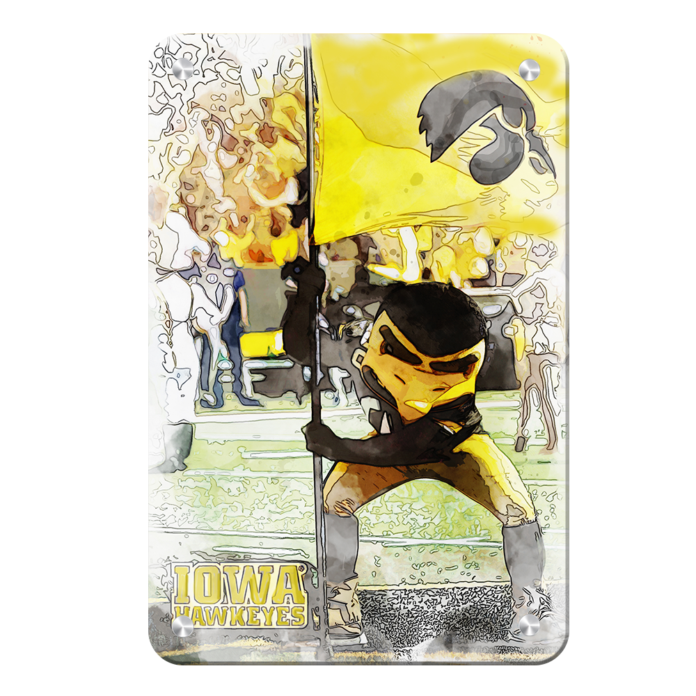 Iowa Hawkeyes - Iowa Hawkeyes Herky on the 50 Watercolor - College Wall Art #Canvas
