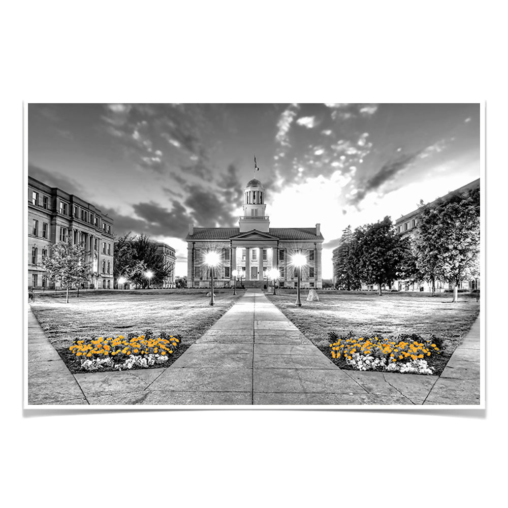 Iowa Hawkeyes - Pentacrest Black and Gold - College Wall Art #Canvas