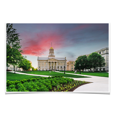 Iowa Hawkeyes - Campus Sunset Painting - College Wall Art #Poster
