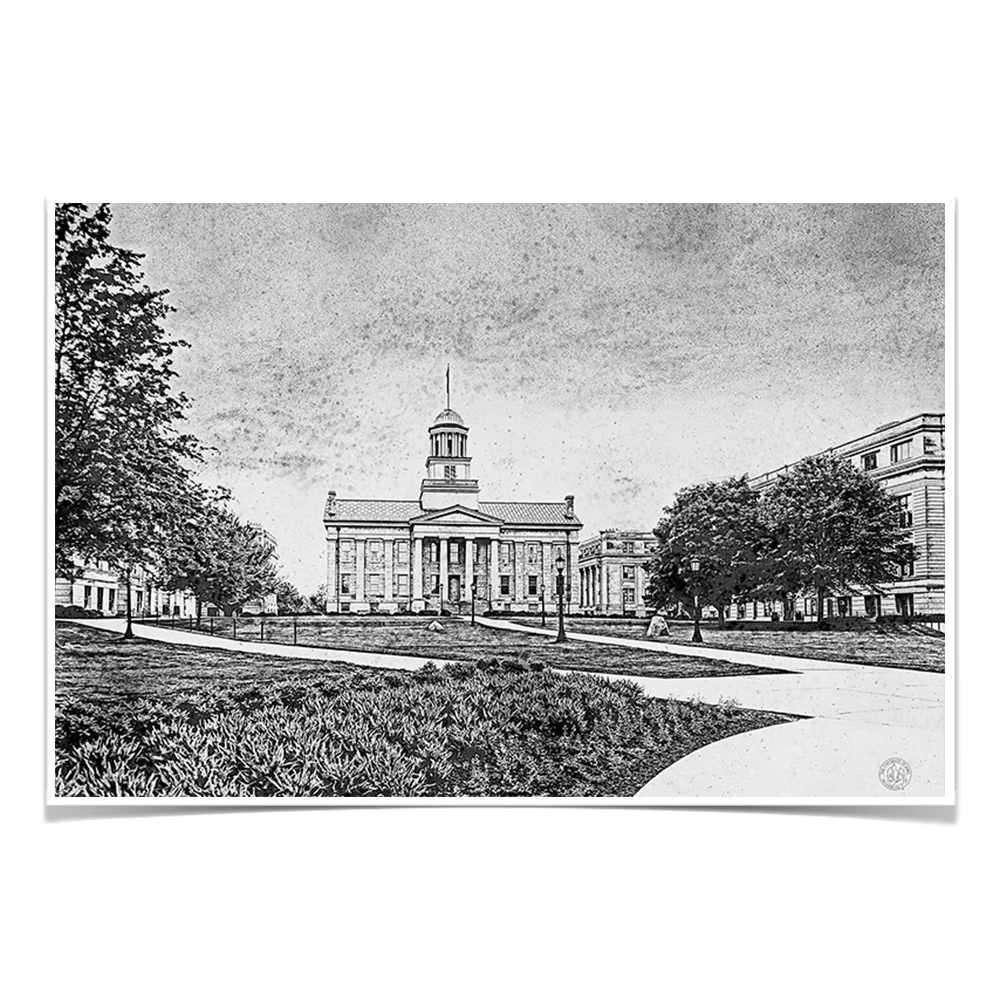 Iowa Hawkeyes - Campus Sketch - College Wall Art #Canvas